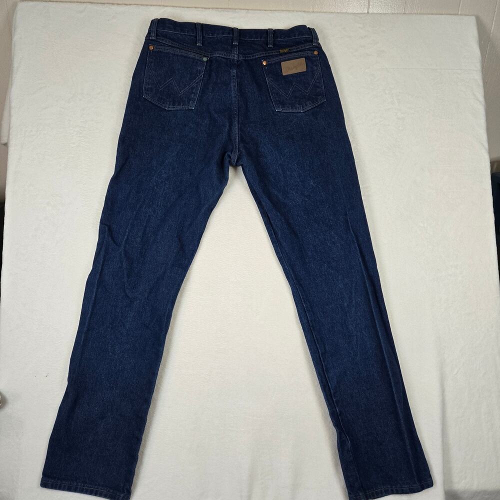 VTG Wrangle Jeans 36x36 Mens Dark Wash Denim Pants Straight Leg 0741 - Picture 2 of 10
